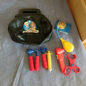 Fisher Price Doctor Instrument Vintage 8 tools + bag 1987 Set# 2